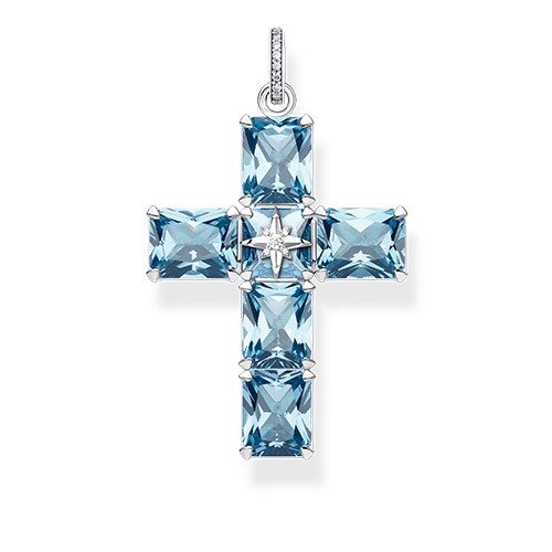 Thomas Sabo Anhänger Kreuz Gr. Bl. Steine M. Stern Pe880-644-1 Thomas, Sabo, Anhänger, Kreuz, Gr., Bl., Steine, M., Stern, Pe880-644-1, Kreuz, Symbol, Zubehör