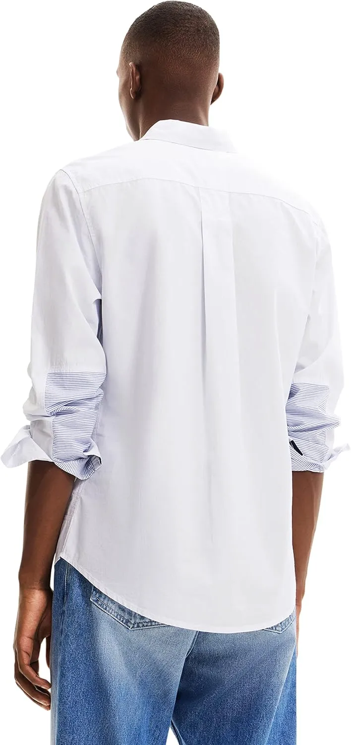 Desigual Herren Hemd - Weiß, Blau gestreift 22WMCW135004 GR. M