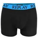 REPLAY Herren Boxershorts I101143BB - Blau/Schwarz, 2er Pack mit Logo-Bund GR. L