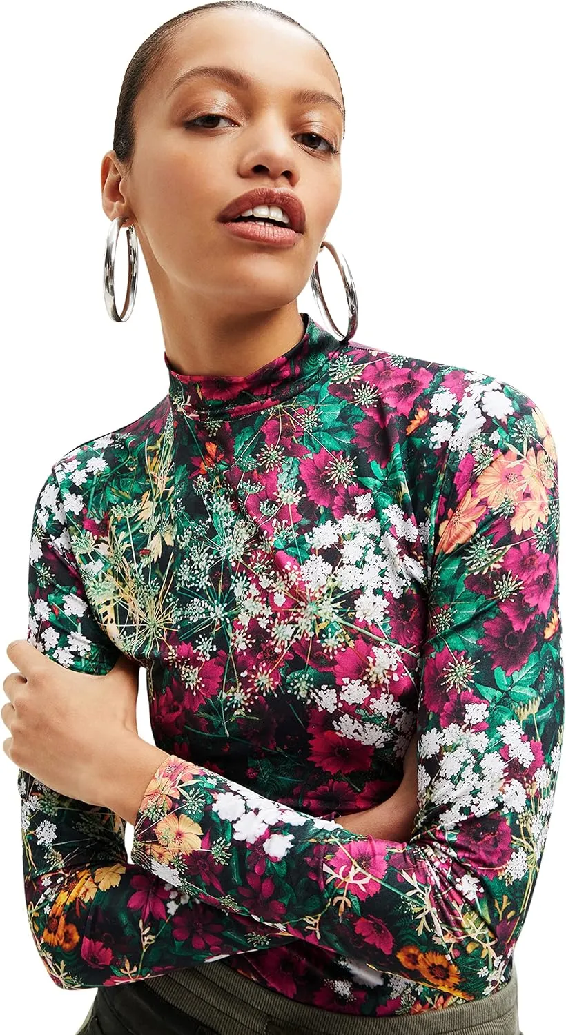 Desigual Damen Body - Mehrfarbiger Body mit Blumendruck 22WWQK199019 GR. L