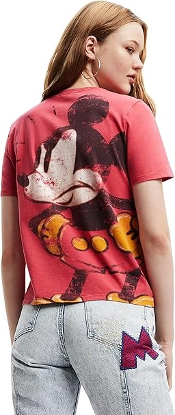 Desigual Damen T-Shirt - Rotes T-Shirt mit Mickey-Mouse-Print 22WWTK803000 GR. M