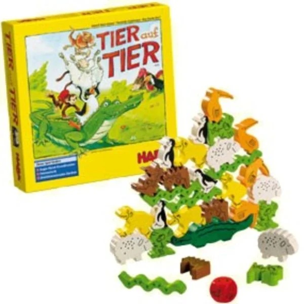HABA Tier auf Tier – Lustiges Stapelspiel mit Holzfiguren für Geschicklichkeitsspaß