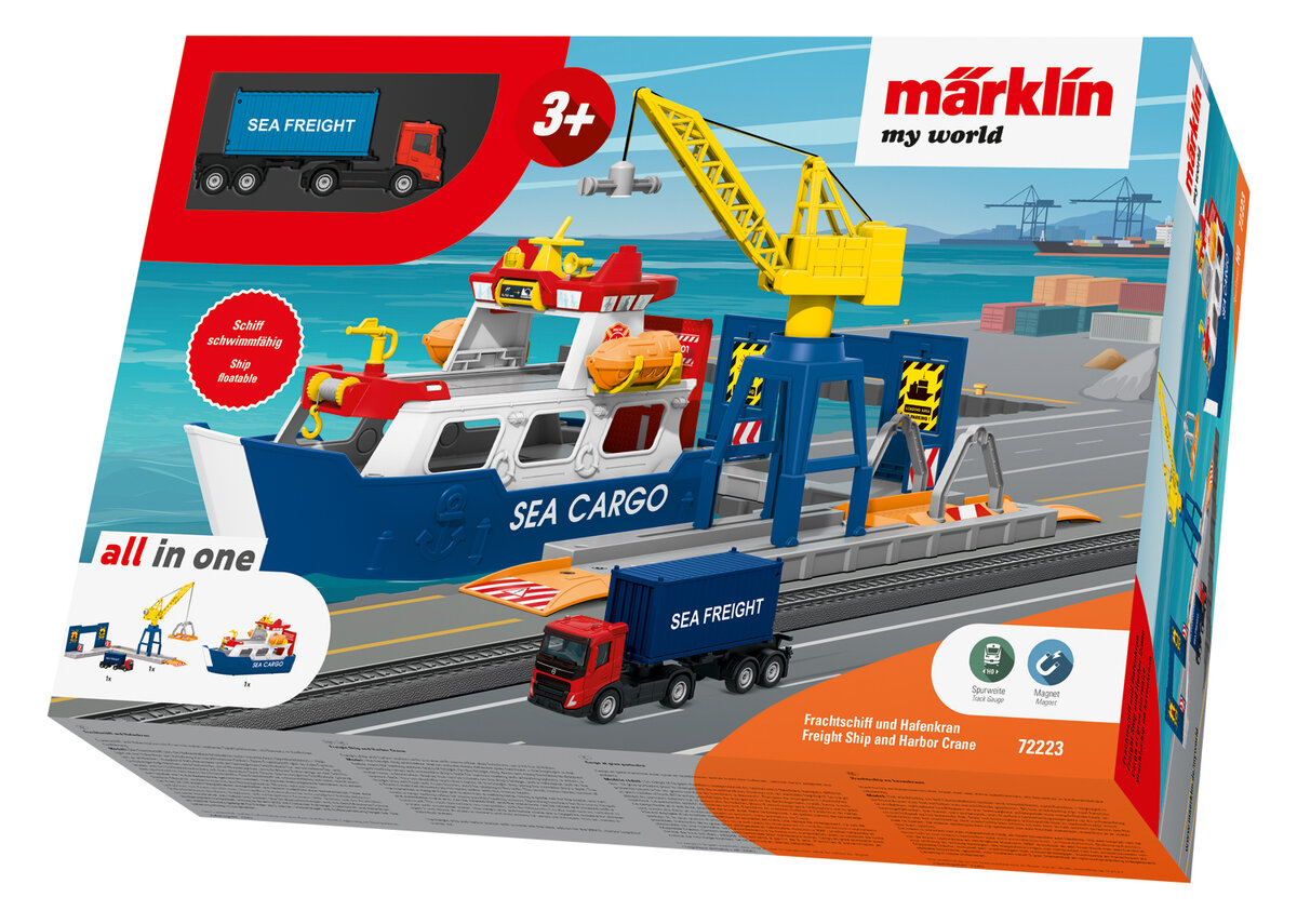 MÄRKLIN 72223 my world Frachtschiff und Hafenkran MÄRKLIN, 72223, my, world, Frachtschiff, und, Hafenkran, Lastwagen, Fahrzeug, Rad