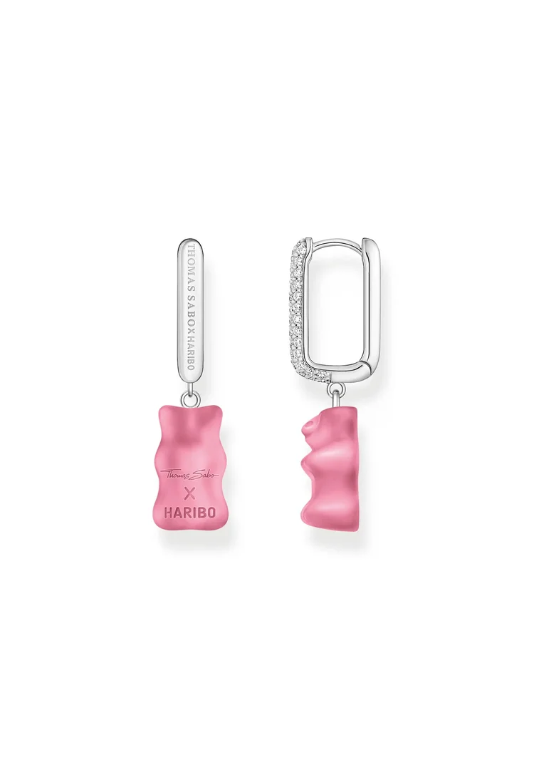 Thomas Sabo Ohrhänger Haribo Creolen Einzel Mit Goldbär Pink Silber CR727-052-9