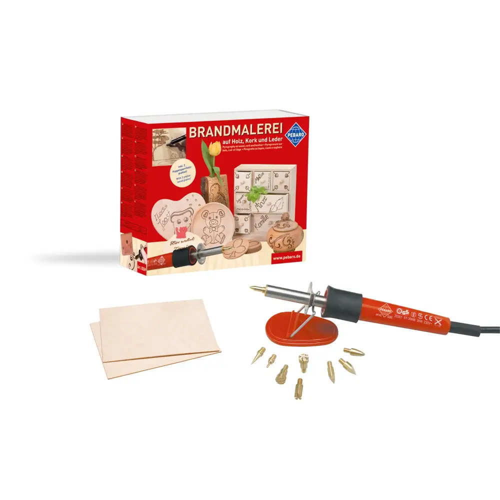 PEBARO Bastelset Brandmalerei Brandmal-Geschenk-Set inkl. Holz