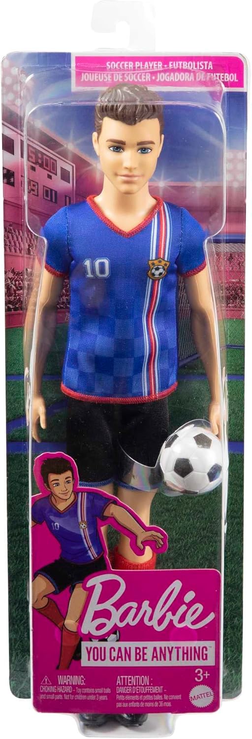 Barbie® Ken Fußballspieler-Puppe - 29 cm, You Can Be Anything Serie, blaues Trikot mit Nummer 10, schwarze Shorts, rote Stutzen, Fußball-Zubehör, ab 3 Jahren Barbie® Ken Fußballspieler-Puppe - 29 cm, You Can Be Anything Serie, blaues Trikot mit Nummer 10, schwarze Shorts, rote Stutzen, Fußball-Zubehör, ab 3 Jahren
