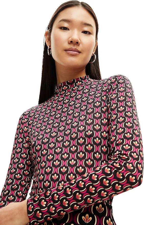 Desigual Damen Body - Mehrfarbiger Body mit Retro-Muster 22WWQK213028 GR. M