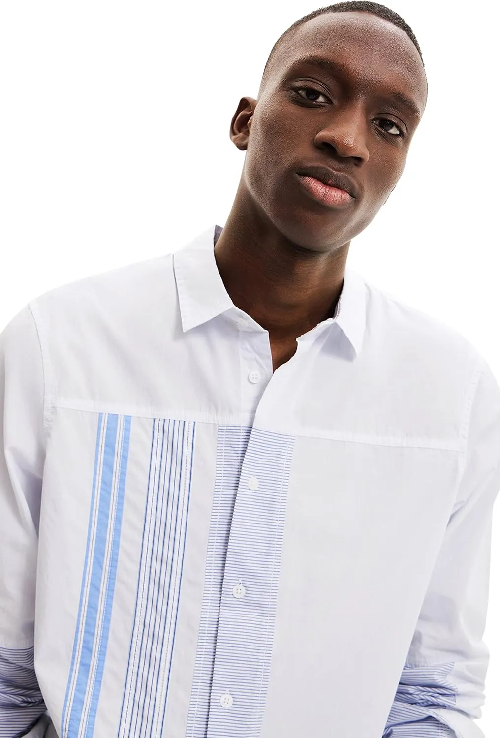 Desigual Herren Hemd - Weiß, Blau gestreift 22WMCW135004 GR. M