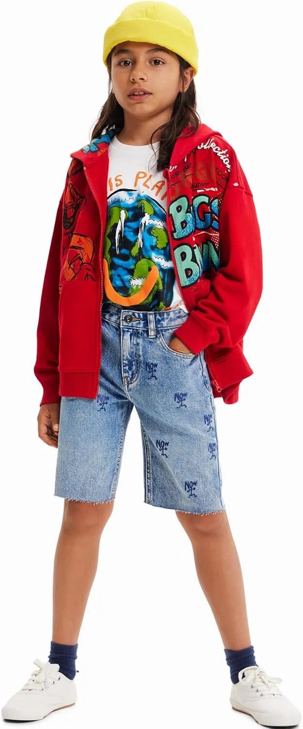Desigual Jungen Kapuzenpullover - Roter Hoodie mit Bugs Bunny Print 23SBSK053000 GR. L