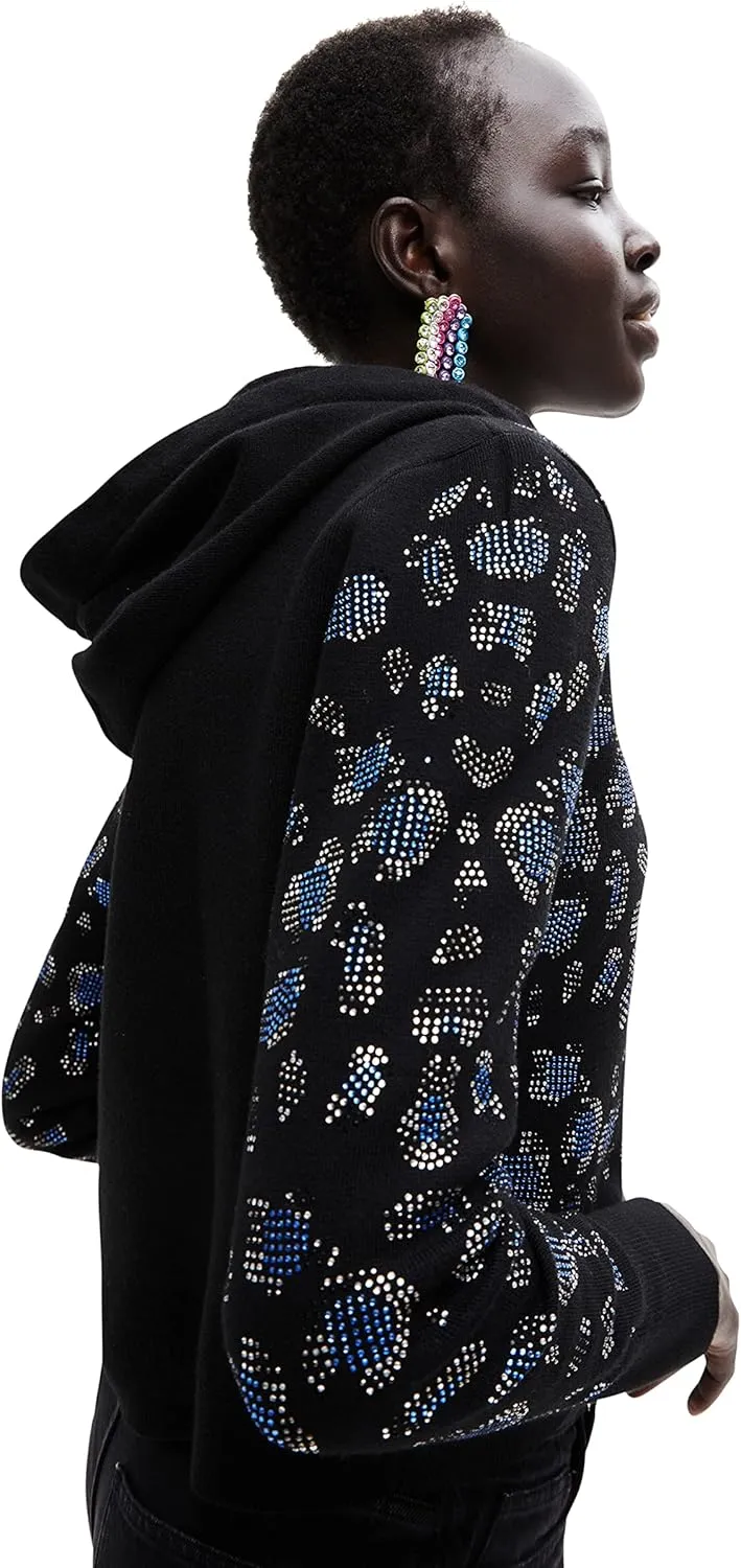 Desigual Damen Pullover - Kapuzenpullover mit Strass-Details 22WWJF402000 GR. S