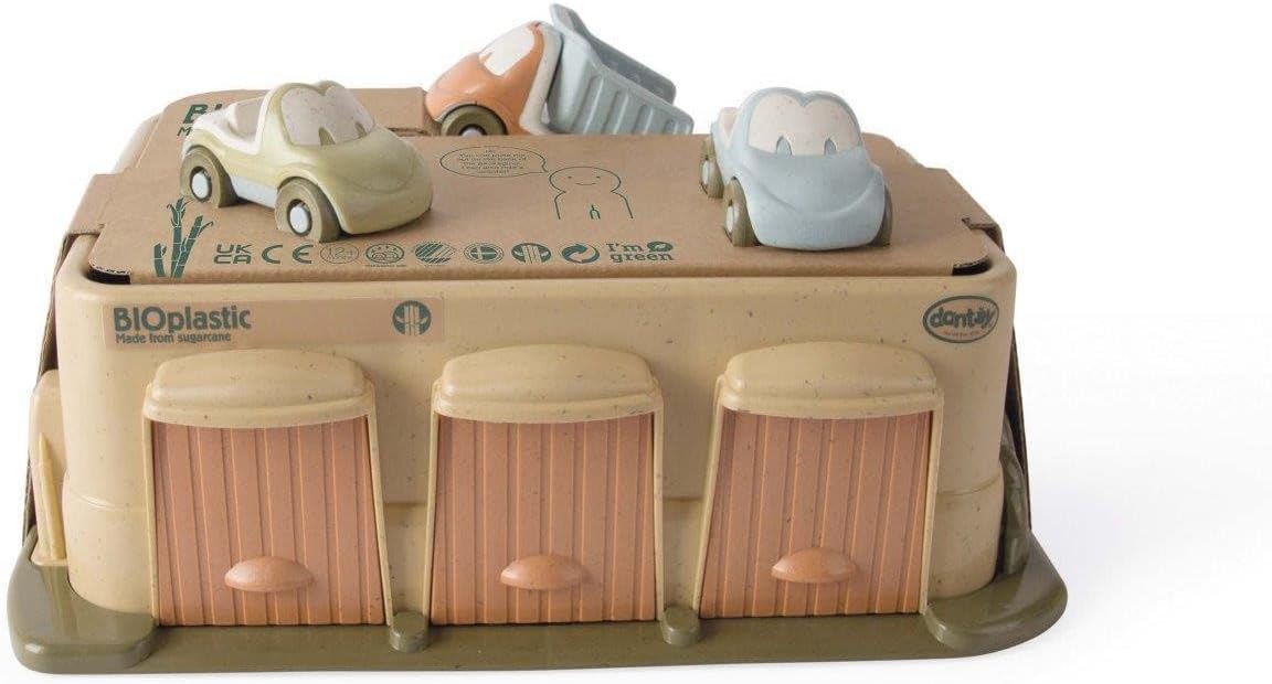 Dantoy 5651 BIO Garage - Spielset mit 3 Autos aus Biokunststoff