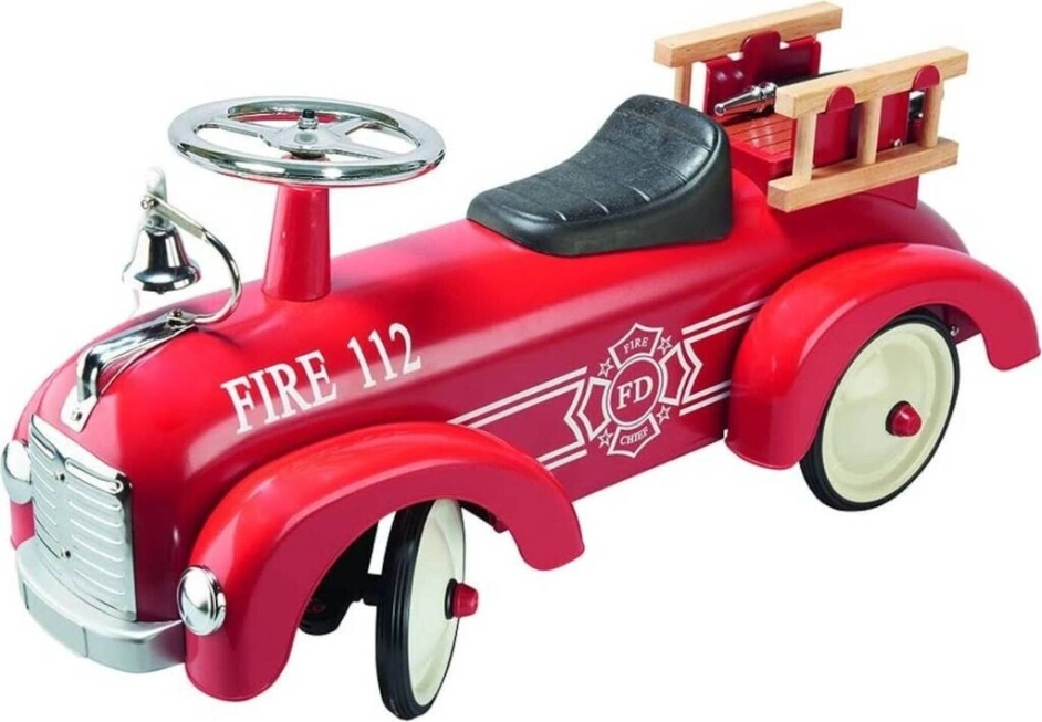 goki 14162 - Rutscherfahrzeug Feuerwehr, rot - Metall & Kunststoff