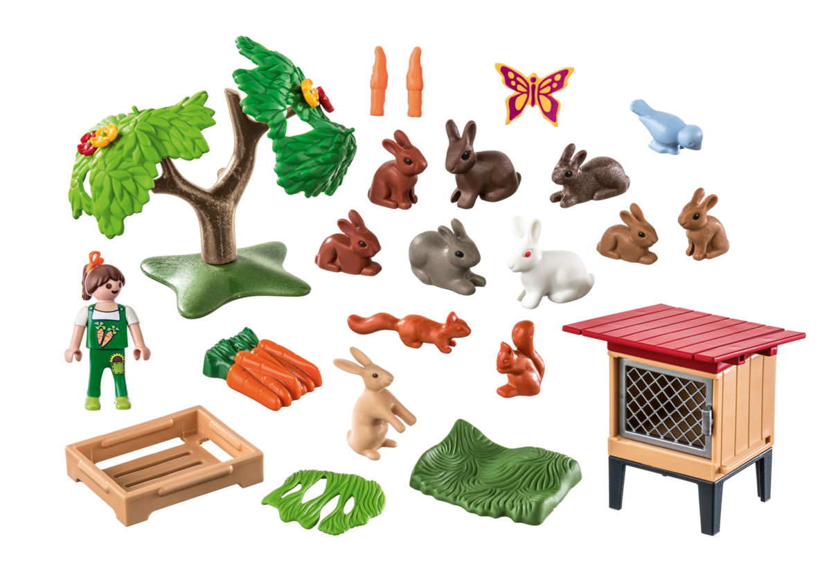 PLAYMOBIL 71252 Kaninchenstall Säugetier, Hase, Person, Plüsch, Spielzeug