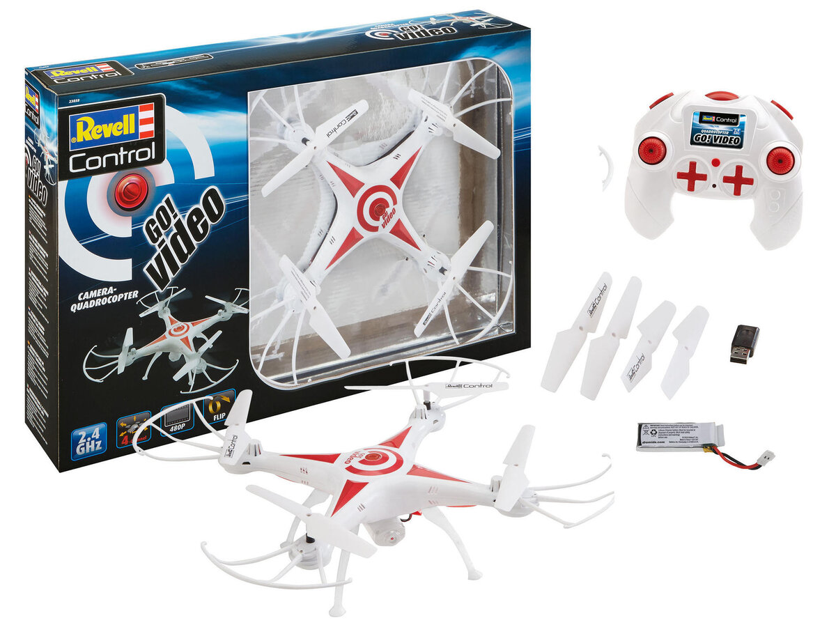 Revell 23858 RC Quadrocopter \Go! Video\" Revell Control Ferngesteuerte Drohne""" Revell, 23858, RC, Quadrocopter, \Go!, Video\", Revell, Control, Ferngesteuerte, Drohne, Flugzeug, Transport, Fahrzeug"""