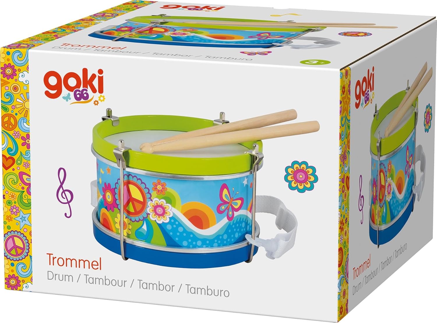 GOKI 61848 Trommel Blumenwiese - Kinder-Trommel im Blumen-Design (GOKI66-Serie) GOKI 61848 Trommel Blumenwiese - Kinder-Trommel im Blumen-Design (GOKI66-Serie)