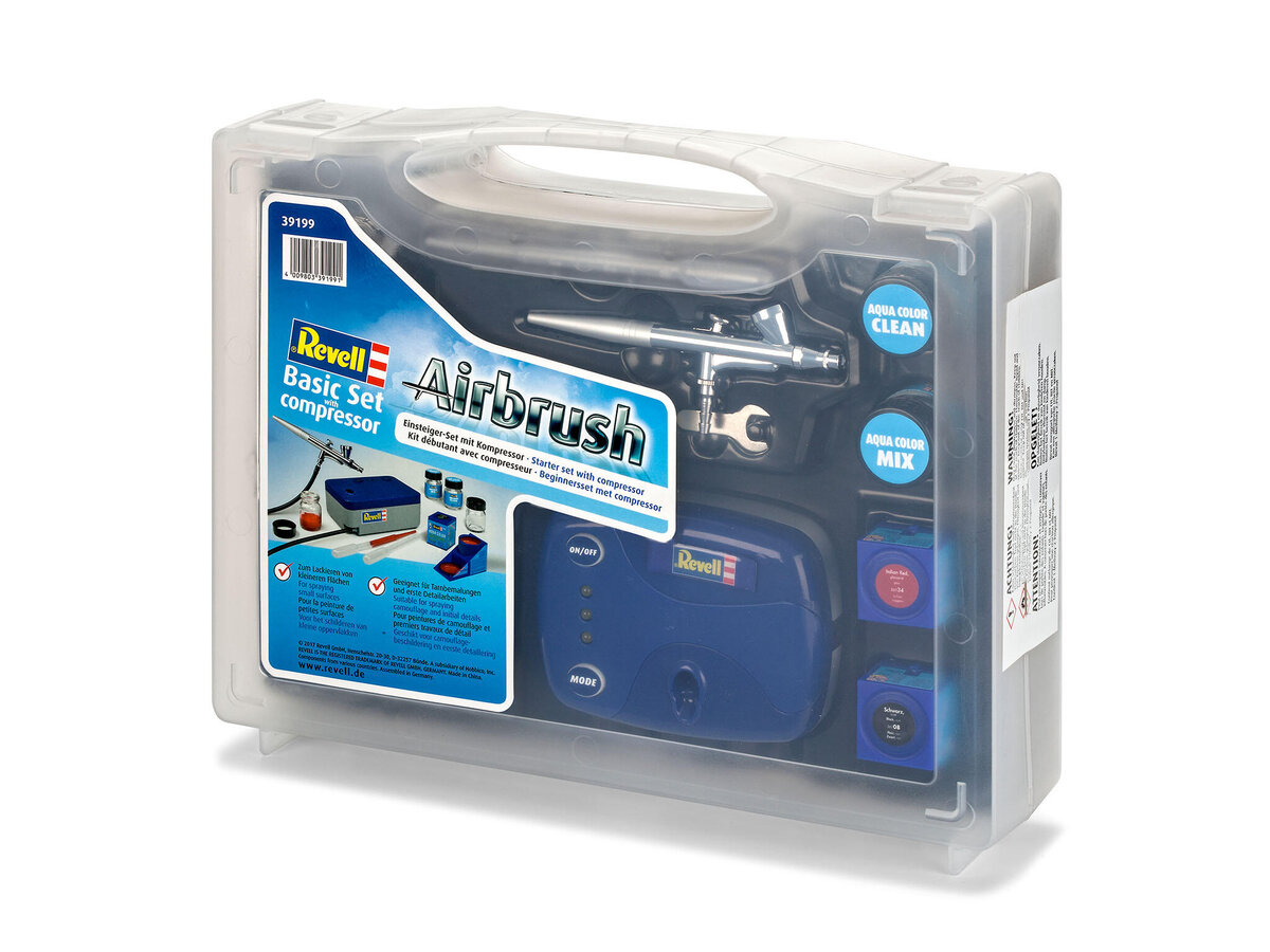 Revell 39199 Basic Set mit Kompressor - Airbrush Komplett-Set für Einsteiger Computerausrüstung, Elektronik, Hardware