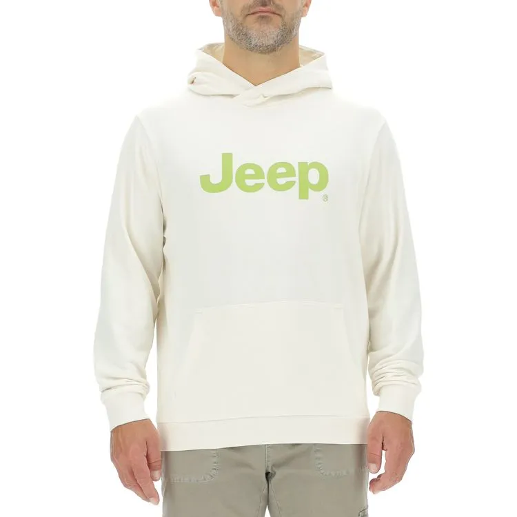 JEEP Herren Hoodie O103276WH - Weiß mit großem Jeep-Logo und Beuteltasche GR. XXL