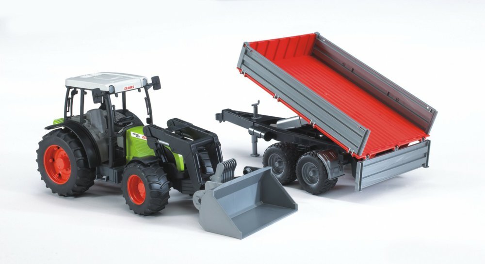 Bruder_02112_Claas_Nectis_267_F_Mit_Frontlader_Und_Bordwandanhänger, Traktor, Transport, Fahrzeug, Maschine, Rad