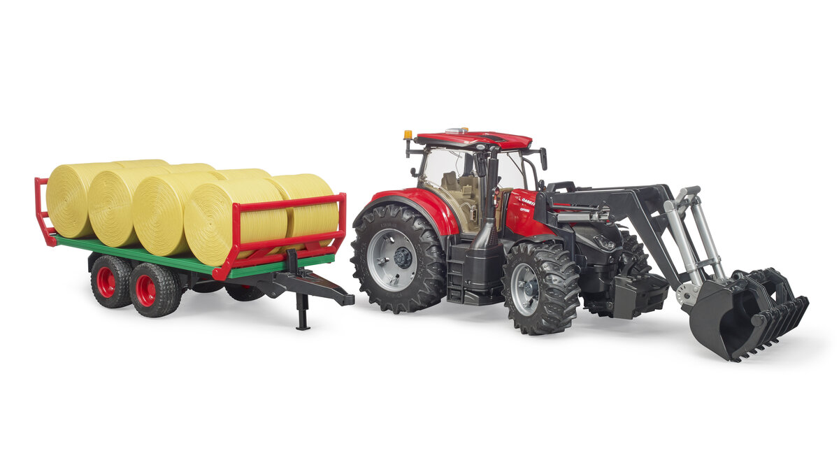Bruder 03198 Case Ih Optum 300Cvx Mit Frontlader Und Ballentransportanhänger Mit 8 Rundballen Bruder, 03198, Case, Ih, Optum, 300Cvx, Mit, Frontlader, Und, Ballentransportanhänger, Mit, 8, Rundballen, Maschine, Rad