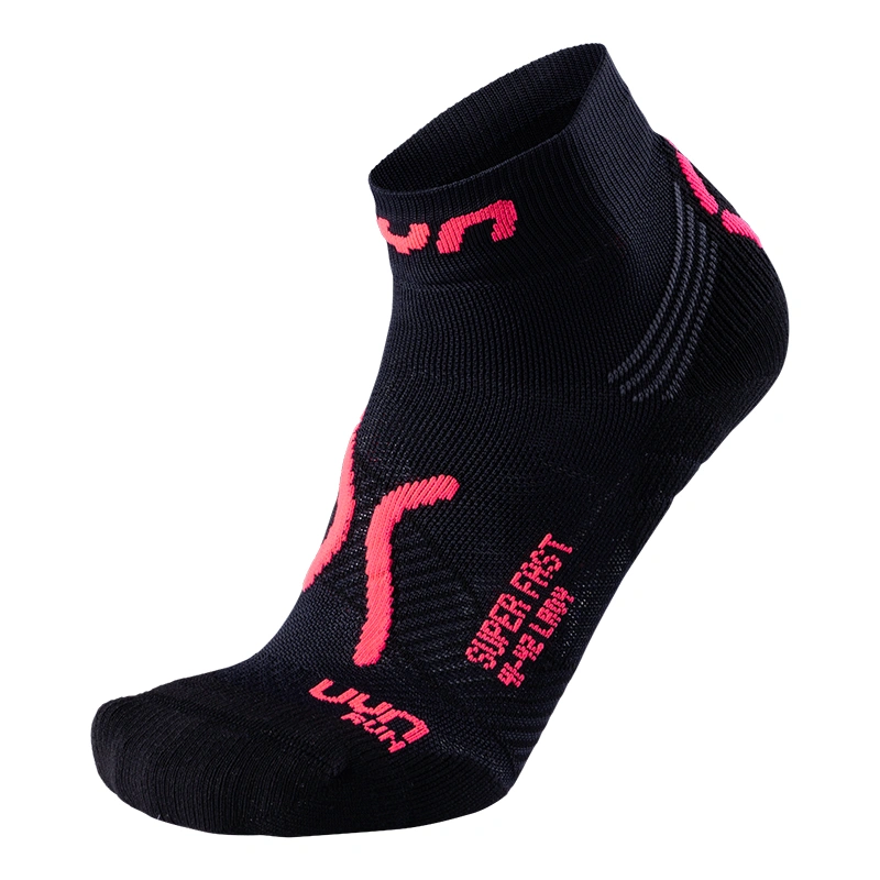 UYN Damen Laufsocken Super Fast S100066B437 - Schwarz/Koralle Fluo GR. 35/36
