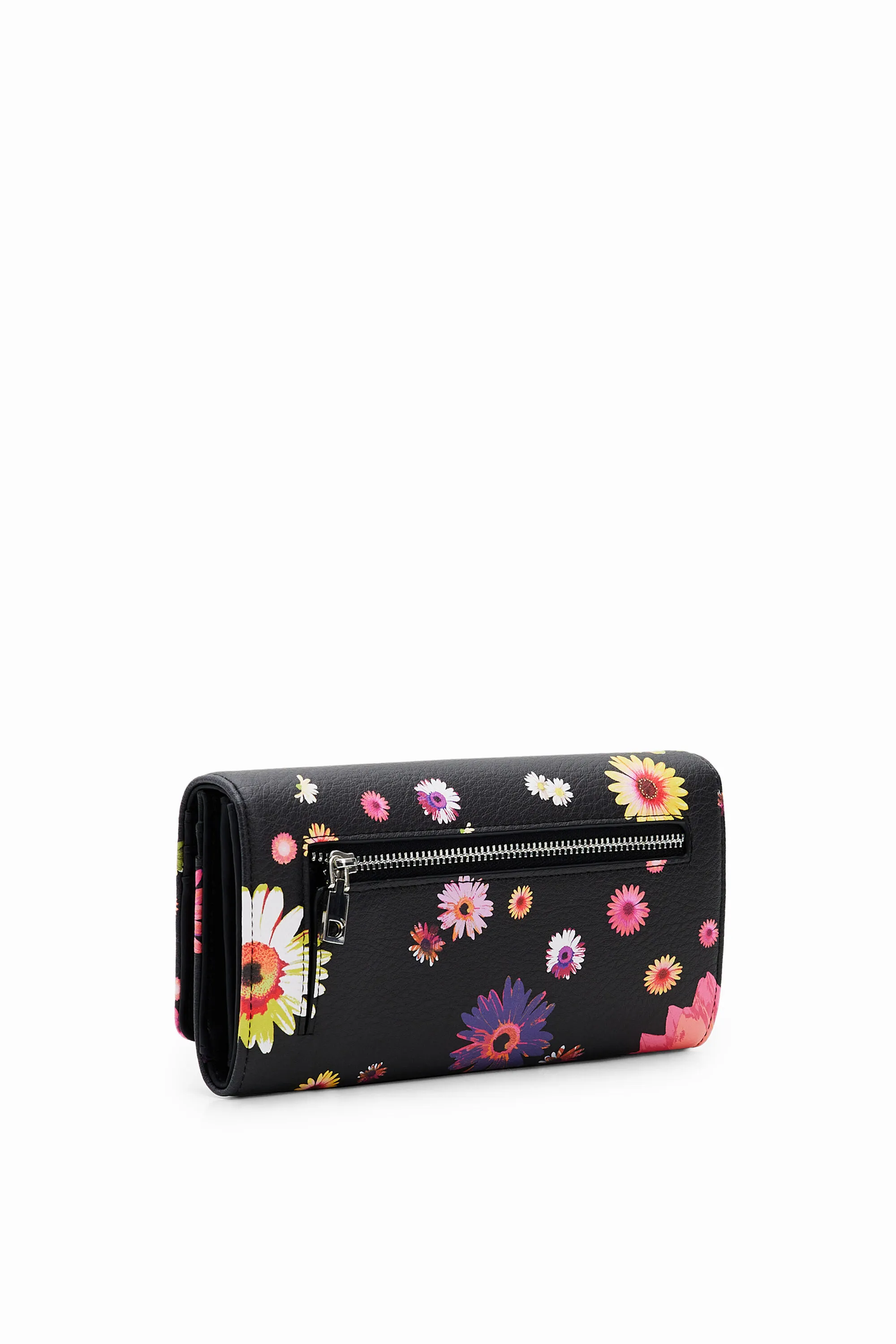 Desigual Damen Geldbörse „Margeriten“ - Schwarz mit Blumenmuster 22WAYP20