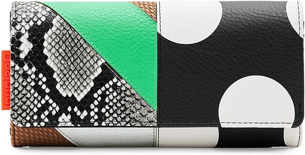 Desigual Damen Geldbörse - Bunte Kunstleder-Geldbörse im Patchwork-Design 23SAYP232000