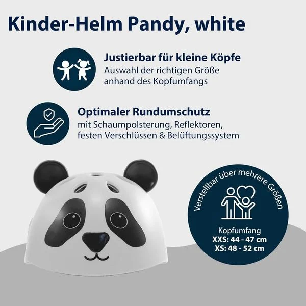 Kinderhelm Pandy, schwarz-weiß, Gr. 44-47 Kinderhelm Pandy, schwarz-weiß, Gr. 44-47
