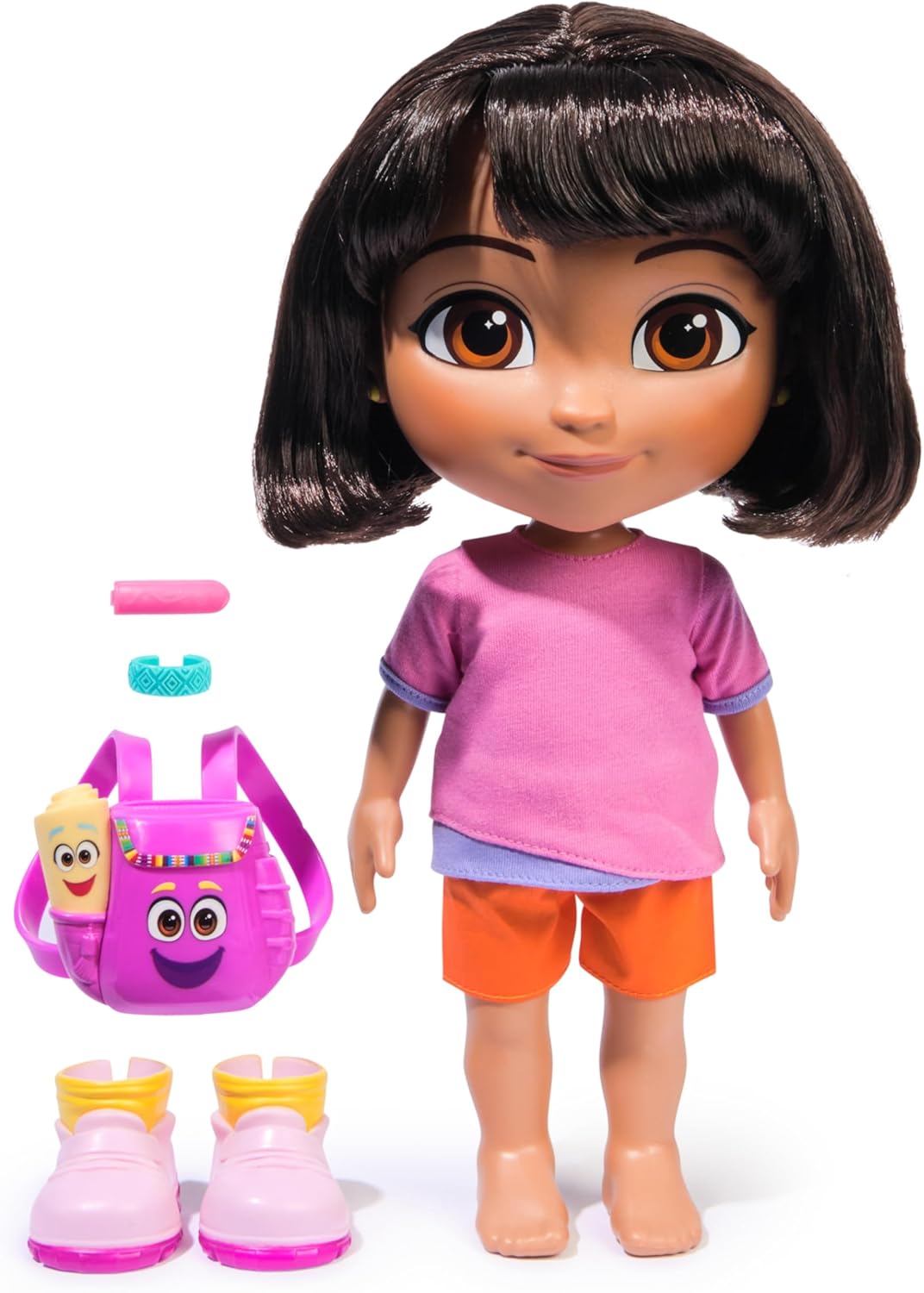 Dora the Explorer Best Friend Puppe Weiche Stoffpuppe mit braunen Haaren, rosa Oberteil und orangefarbener Hose