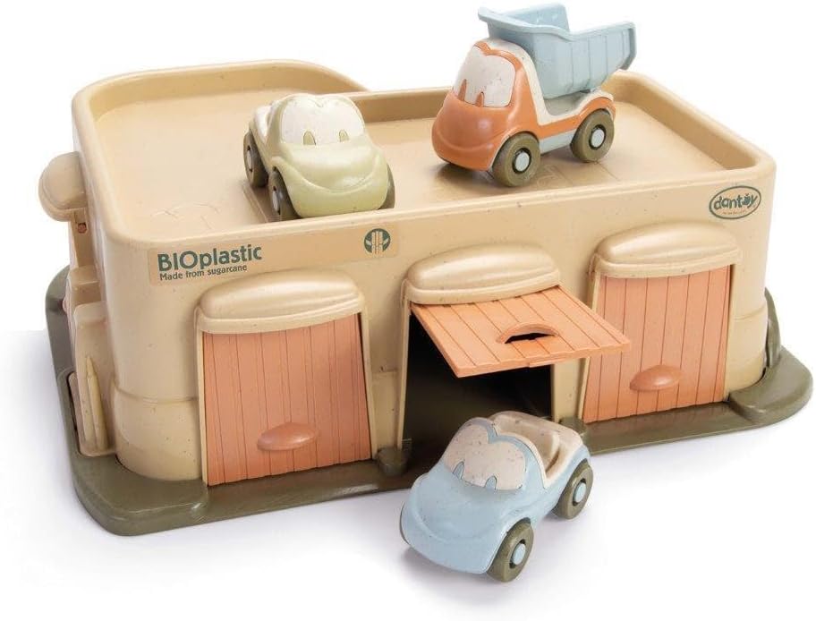 Dantoy 5651 BIO Garage - Spielset mit 3 Autos aus Biokunststoff