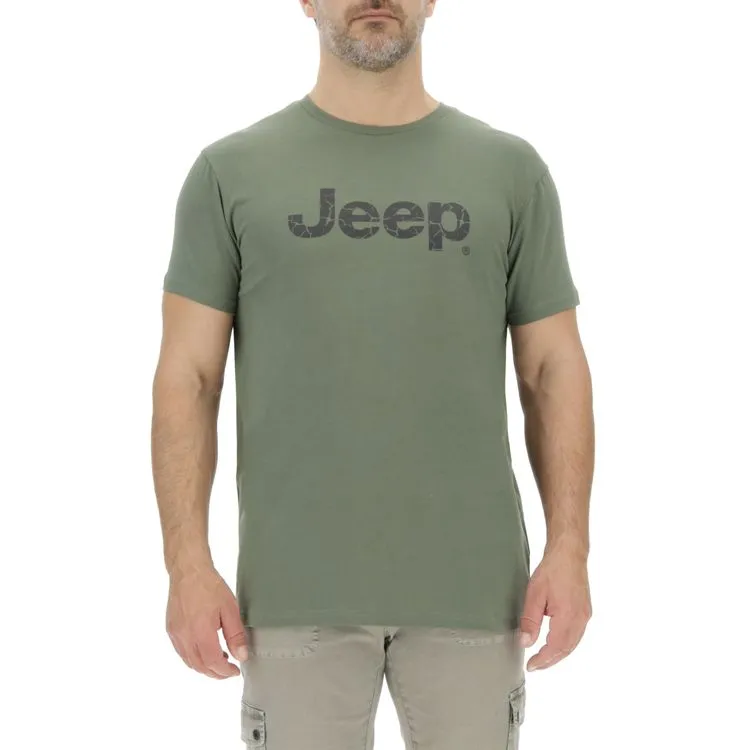 JEEP Herren T-Shirt O103354GN - Grün mit großem Logo-Print GR. XXL