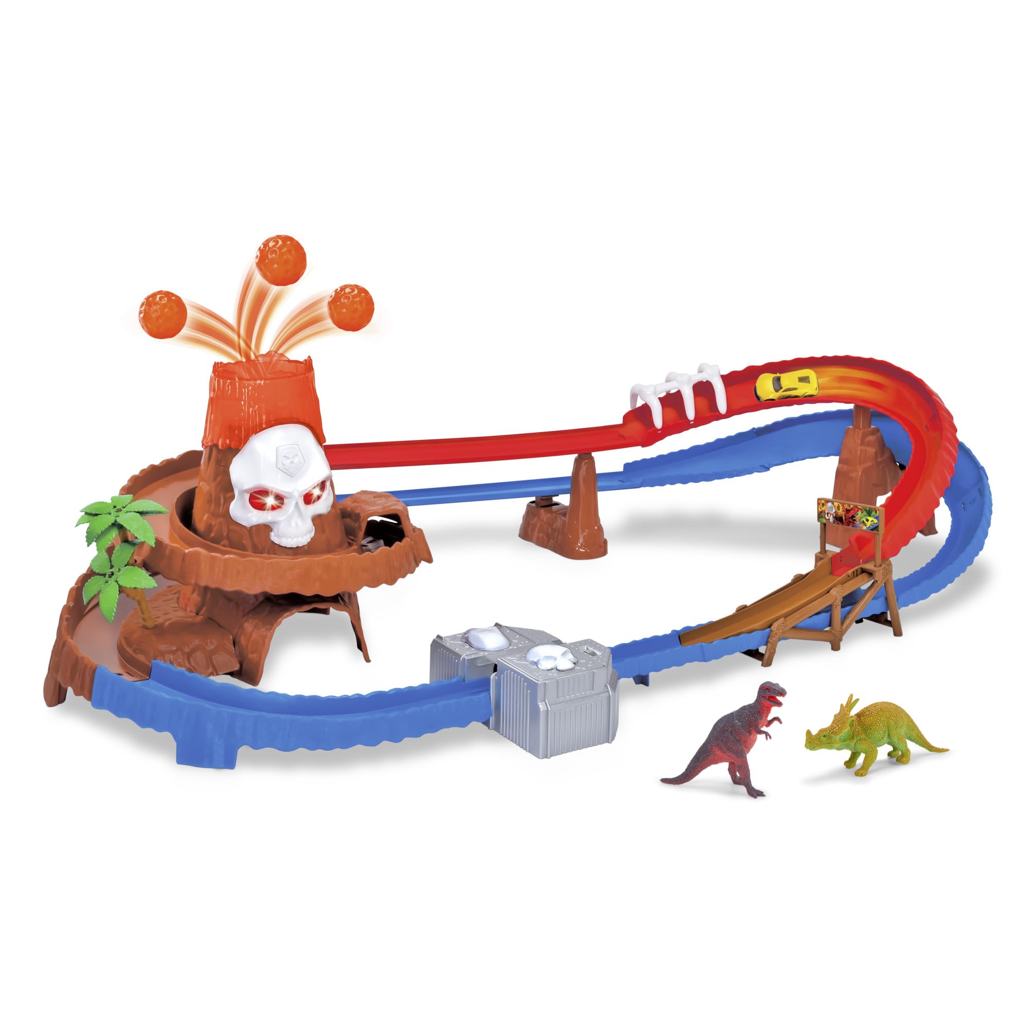 Dickie Skull Vulcano Track Set – Abenteuer-Rennbahn mit Licht, Sound & Dino-Zubehör 203336000