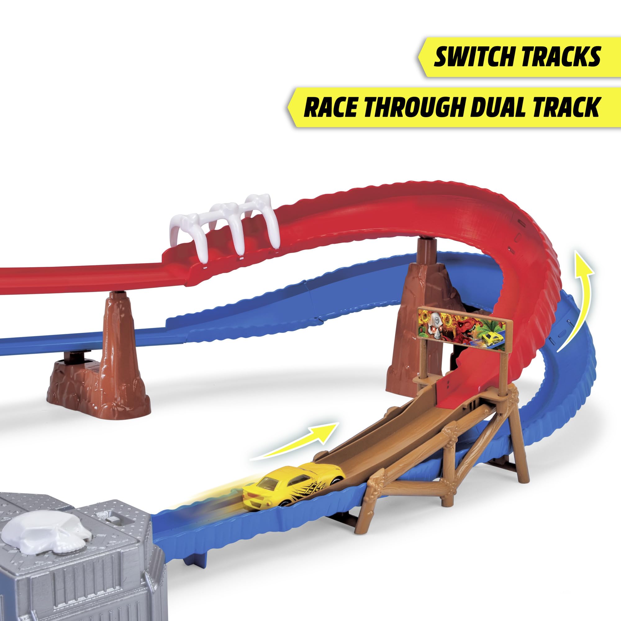 Dickie Skull Vulcano Track Set – Abenteuer-Rennbahn mit Licht, Sound & Dino-Zubehör 203336000