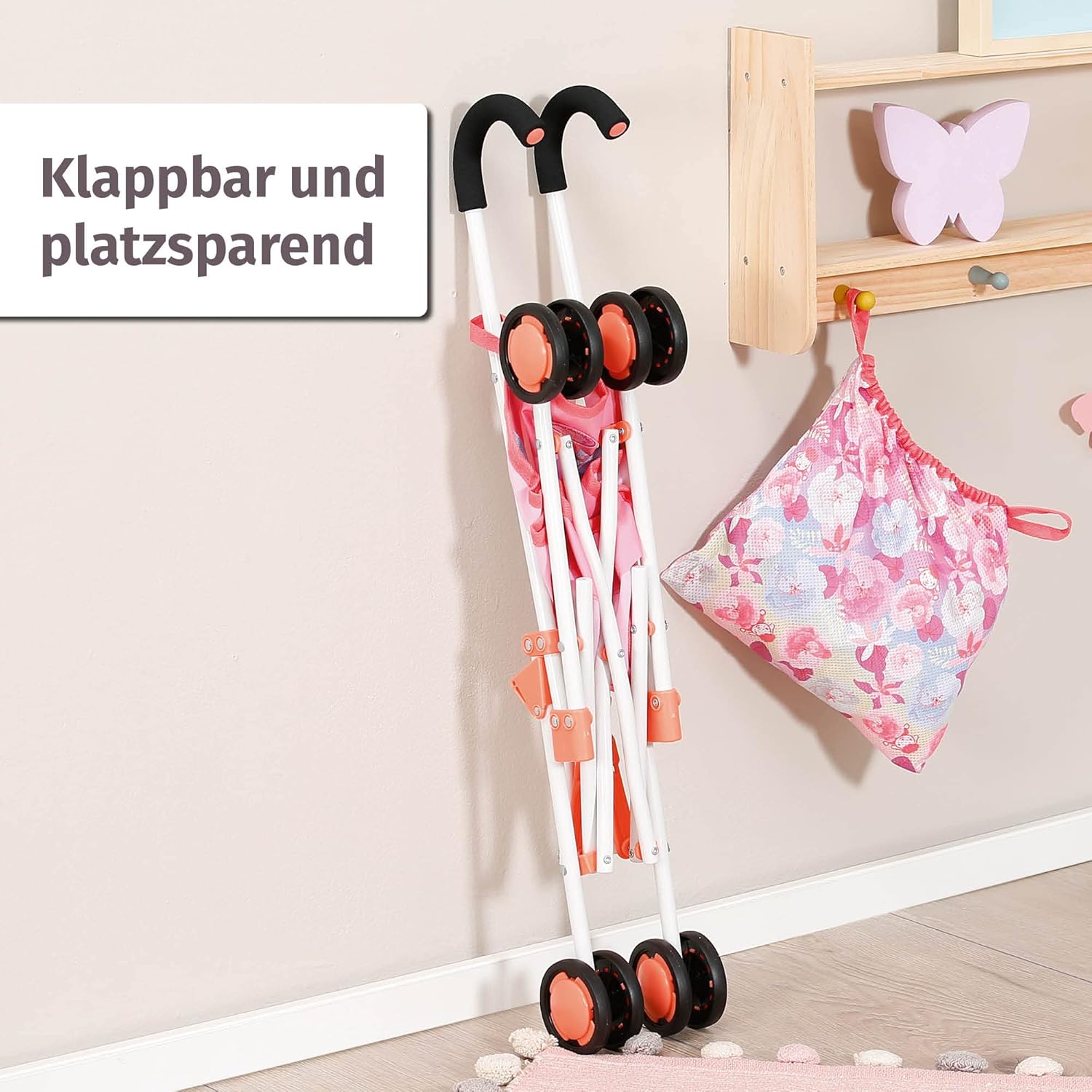 Baby Annabell Active Stroller - Faltbarer Puppenwagen mit 3-Punkt-Gurt & Netz