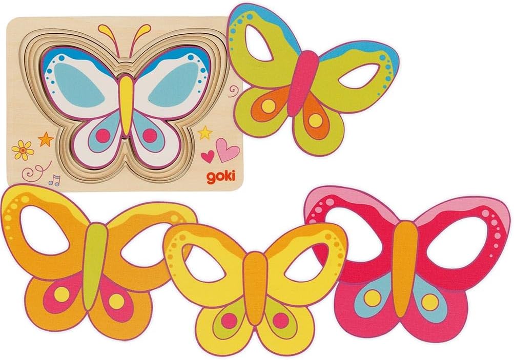 GOKI 57305 Schichtenpuzzle Schmetterling - Mehrlagiges Holzpuzzle mit 5 Ebenen GOKI 57305 Schichtenpuzzle Schmetterling - Mehrlagiges Holzpuzzle mit 5 Ebenen