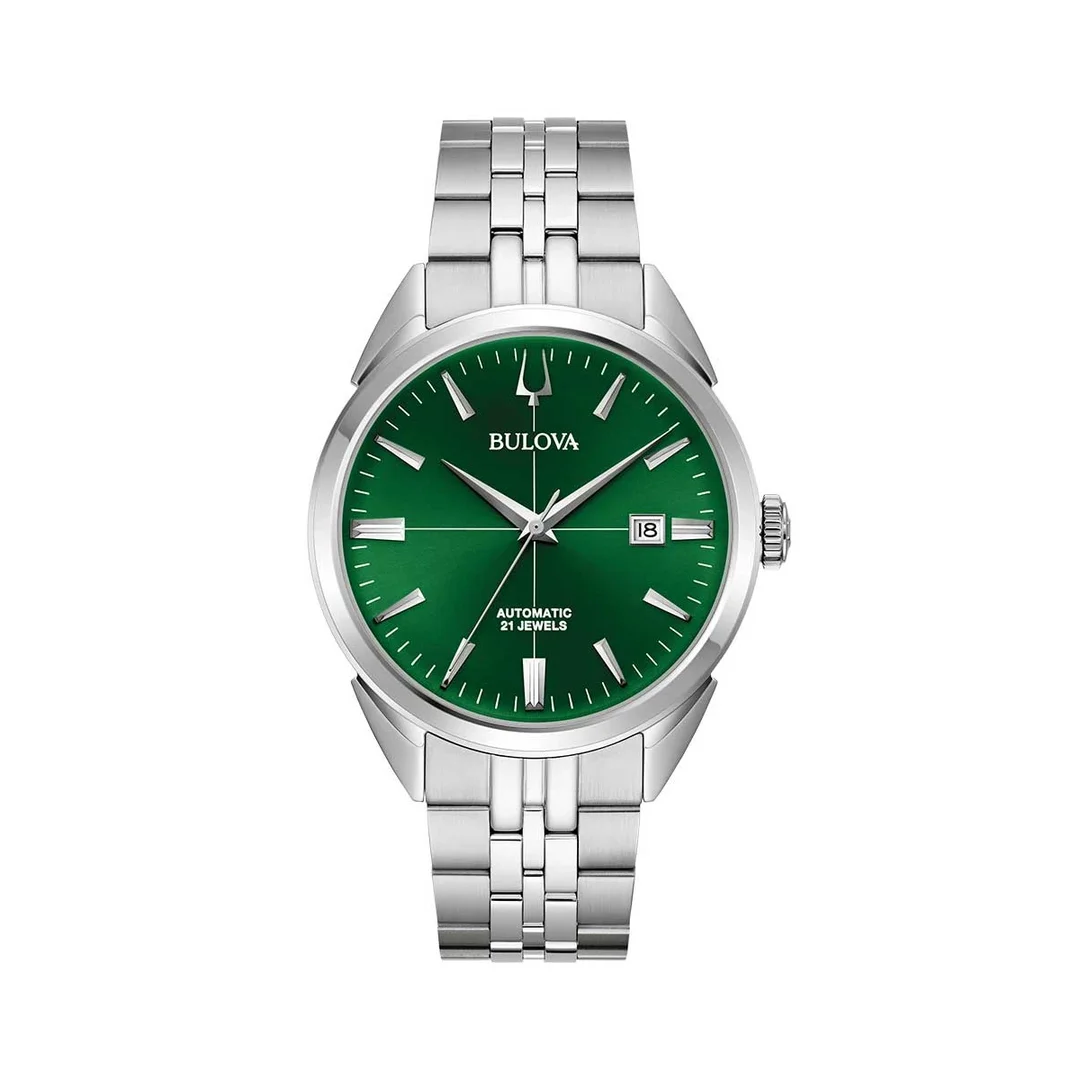 BULOVA 96B424 Uhr Herren Sutton Auto Silber Grün BULOVA, 96B424, Uhr, Herren, Sutton, Auto, Silber, Grün