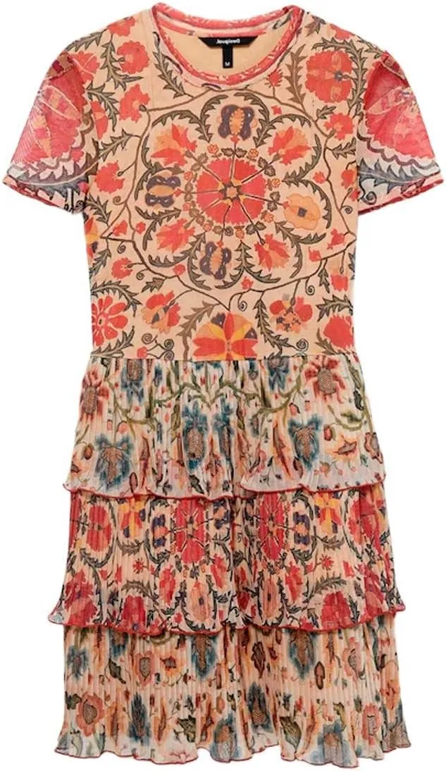 Desigual Damen Kleid - Mehrfarbig mit Blumenmuster 22SWVK51 GR. L