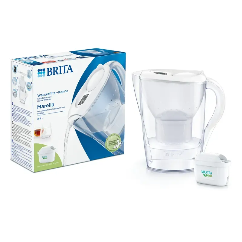 BRITA „Marella“ - Tischwasserfilter 2,4 l, Weiß, inkl. 1× MAXTRA PRO