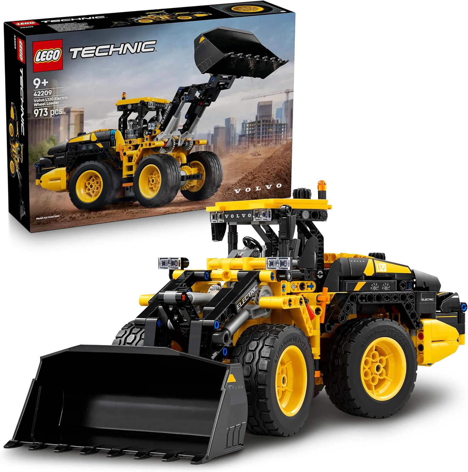 LEGO® Technic 42209 Volvo L120 Electric Radlader LEGO® Technic 42209 Volvo L120 Electric Radlader – Verpackung, Zubehör und Details sichtbar