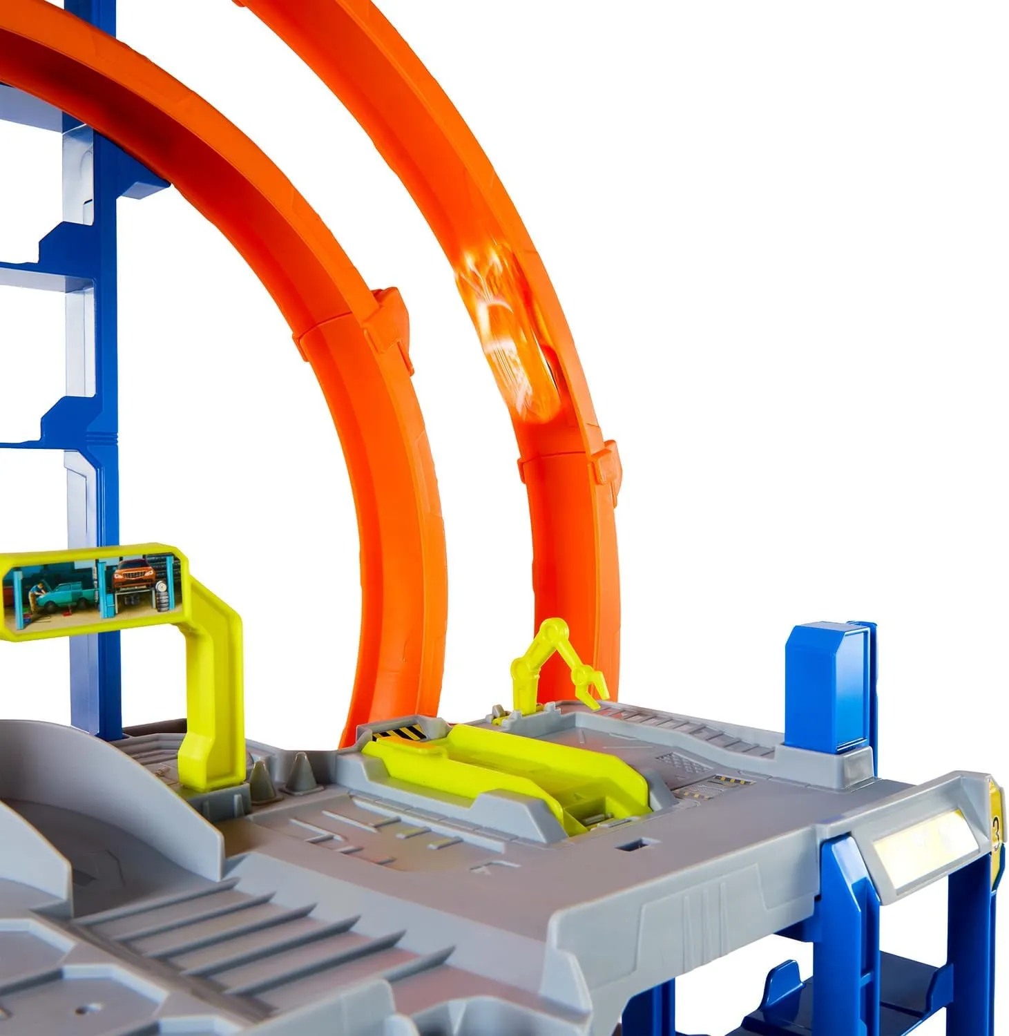 Hot Wheels City Mega-Parkgarage-Spielset mit 1 Die-Cast-Spielzeugauto und 1 Spielzeug-Hubschrauber im Maßstab 1:64 Hot Wheels City Mega-Parkgarage-Spielset mit 1 Die-Cast-Spielzeugauto und 1 Spielzeug-Hubschrauber im Maßstab 1:64