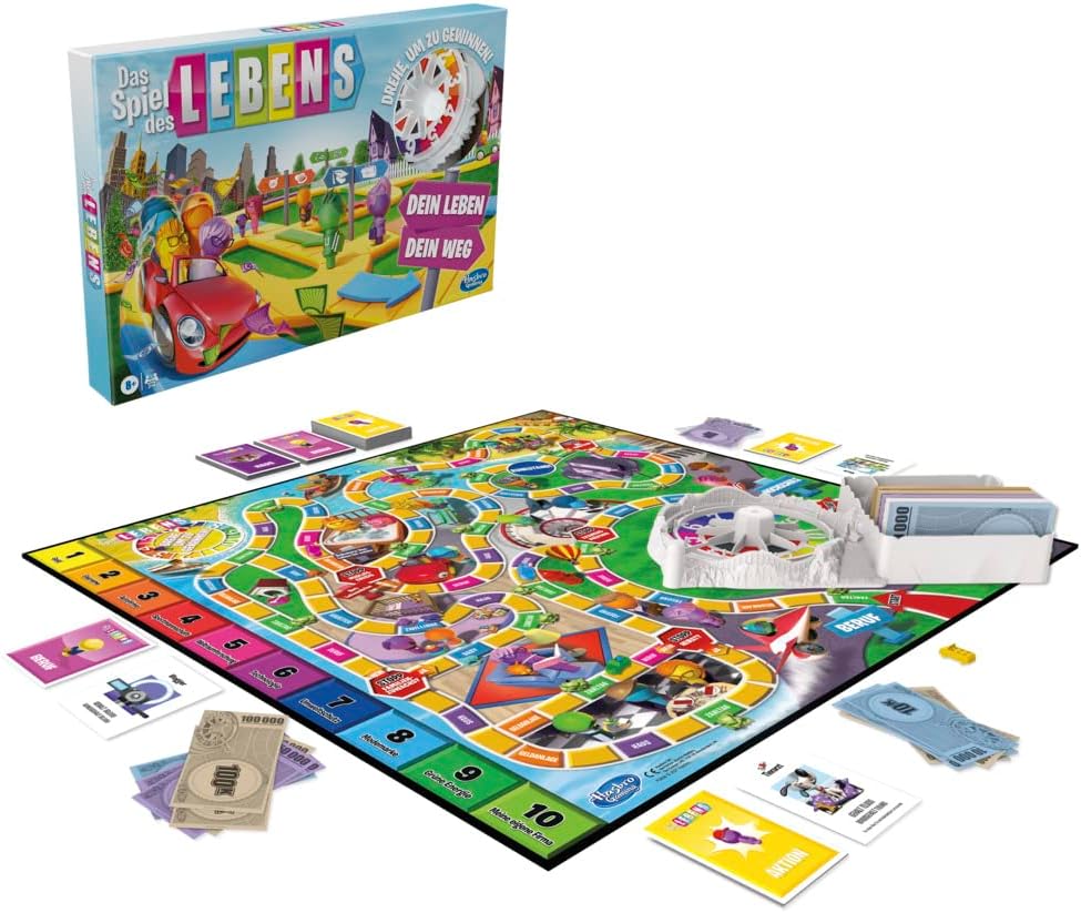 Hasbro Spiel des Lebens Klassisches Brettspiel mit Spielfiguren, Drehrad und farbigem Spielbrett