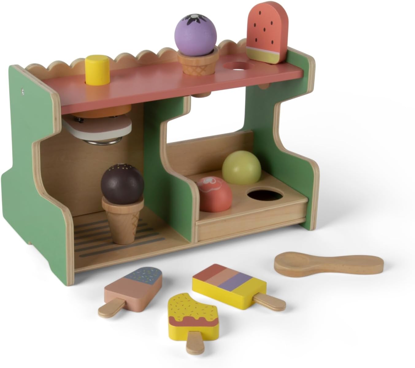 Dantoy 4774 Eiscreme-Shop - Holzspielset in Geschenkbox, 12-teilig