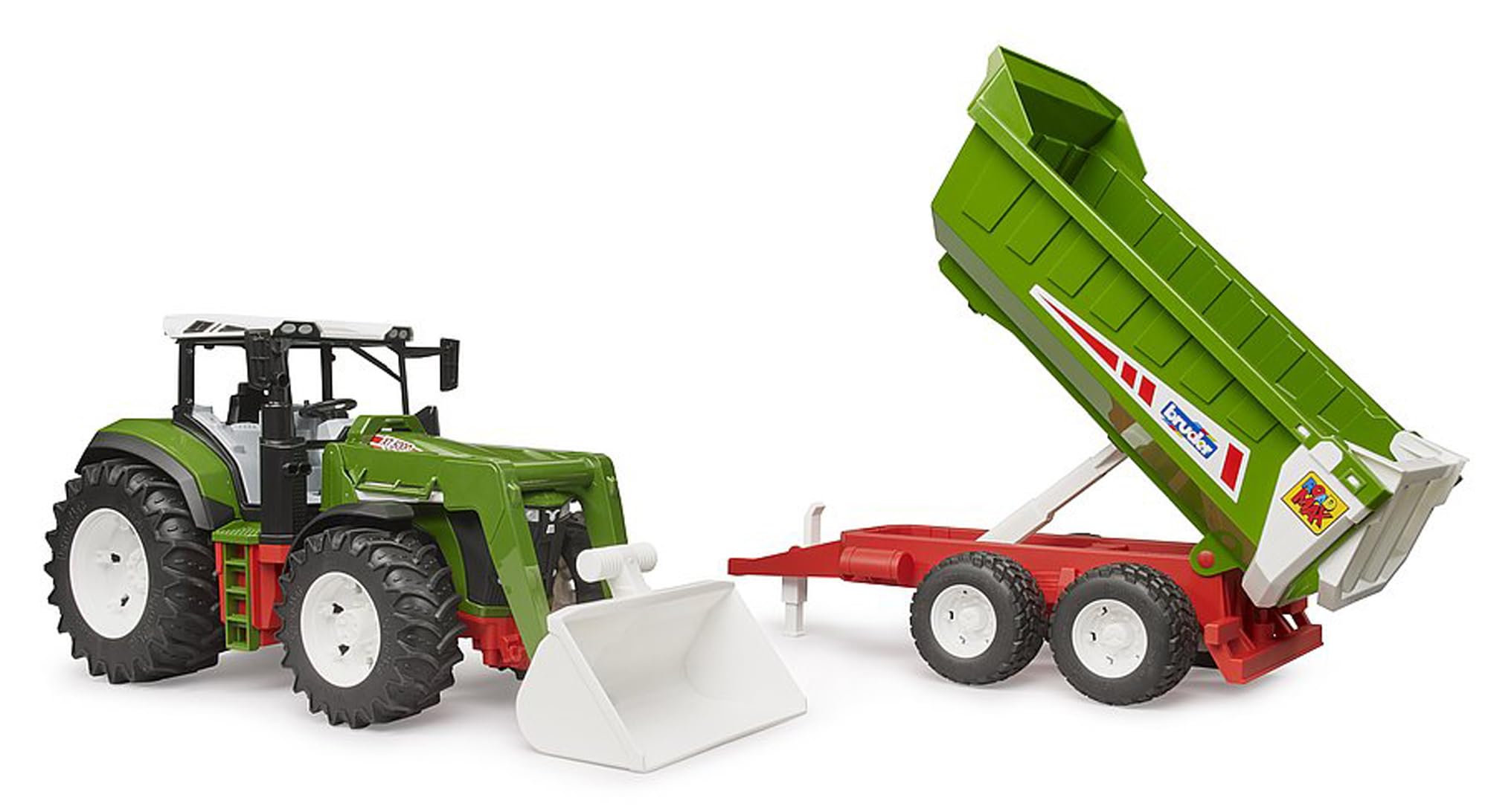 Bruder 03452 ROADMAX Traktor mit Frontlader und Kippanhänger DE Traktor, Transport, Fahrzeug, Spielzeug