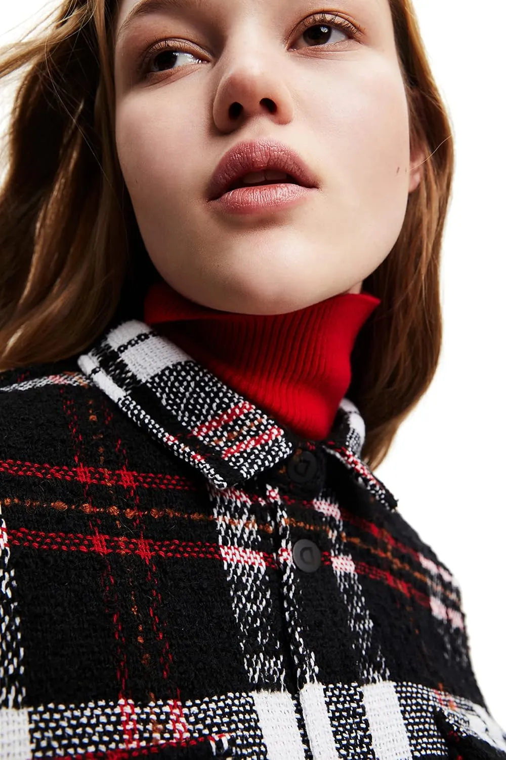 Desigual Damen Jacke - Kariert, Schwarz-Weiß-Rot 22WWEW872000 GR. M