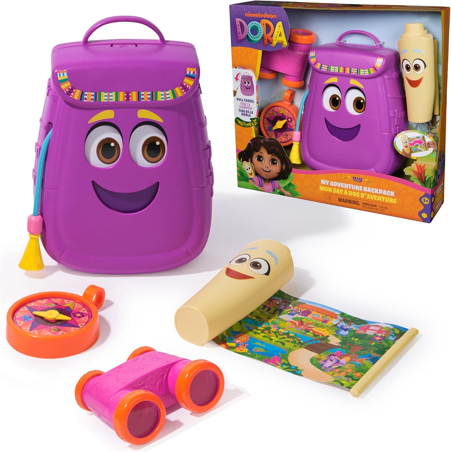 Dora the Explorer Lila Abenteuer-Rucksack für Kinder mit Zubehör Dora the Explorer My Adventure Backpack Lila Kinderrucksack mit Dora-Motiv und Zubehör