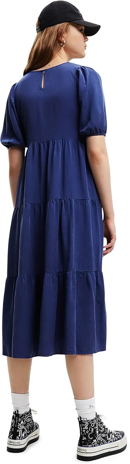 Desigual Damen Kleid - Blaues Kleid mit Herz-Ausschnitt 22WWVW305096 GR. XL