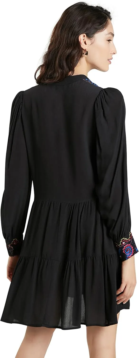 Desigual Damen Kleid „Boho Embroidery“ - Schwarz mit Muster 21WWVW492000 GR. M