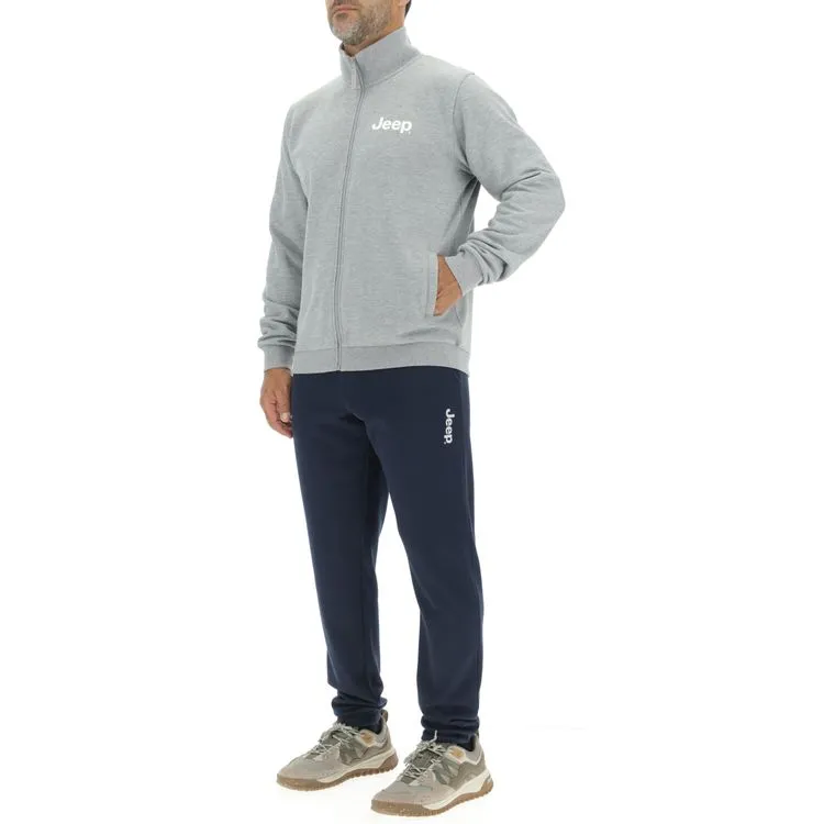 JEEP Herren Sweatjacke O103213GR - Hellgraue Sweatjacke mit Reißverschluss und Jeep-Logo GR. XXL