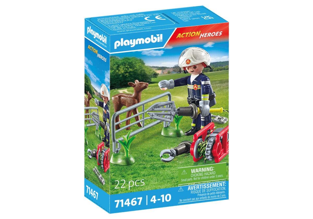 PLAYMOBIL, 71467, Feuerwehr-Tierrettung, Gras, Pflanze, Helm, Person, Rasen