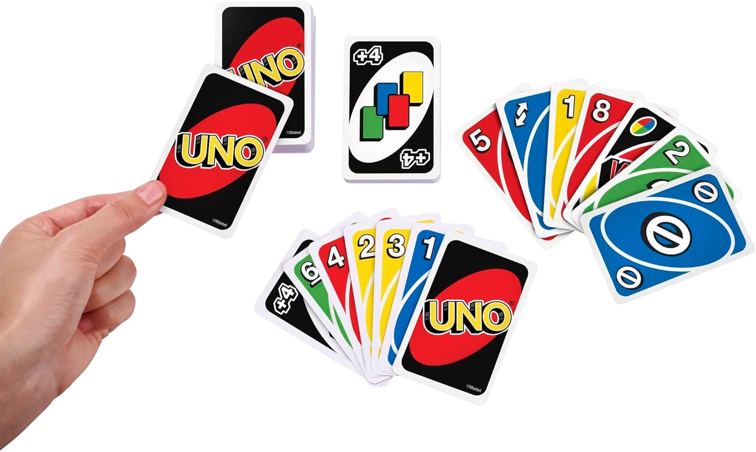 UNO - Das klassische Kartenspiel mit neuen Features (Mattel W2087) Körperteil, Hand, Person