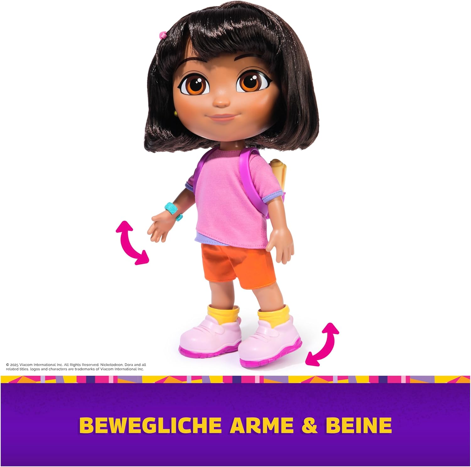 Dora the Explorer Best Friend Puppe Weiche Stoffpuppe mit braunen Haaren, rosa Oberteil und orangefarbener Hose